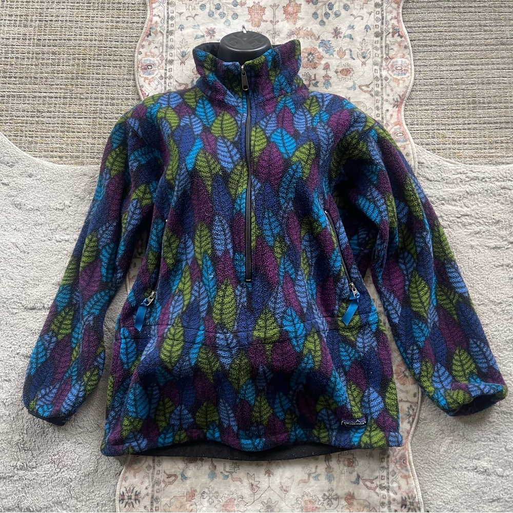 Patagonia 90’s Rare Leaf Pattern Fleece Half Zip Synchilla - Picture 3 of 9